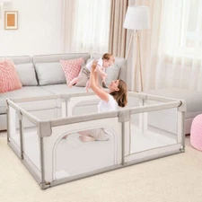 NNECW Kids Safety Play Yard Activity Center for Infants-White