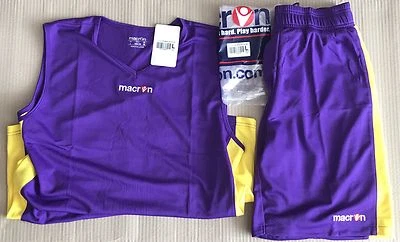 Macron Arkansas Basketball Set - Violett/Gelb Top/Shorts EU L, UK M, Asien 180 cm