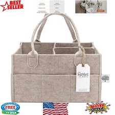 Grey Felt Baby Diaper Caddy - Lightweight Storage Solution for Diapers  Wipes