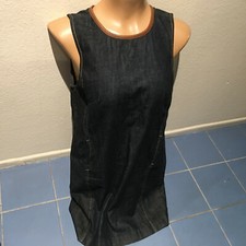 Lauren Ralph Lauren Denim Dress w/ Tan Leather Trim Neck - Pockets- Size 4P