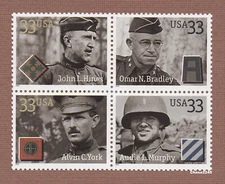 Scott #3393-96 Distinguished Soldiers 33c (Block of 4) 2000 Mint NH