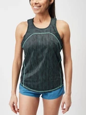 Janji Womens Helio Tech Tank Singlet in Sea Stripe Green