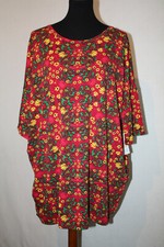 NWT Lularoe 3XL Irma Tee Red Multi-color Stylized Floral Print USA Made