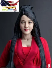 1/6 Asian female head sculpt black hair A for 12" figure phicen hot toys ❶USA❶ 