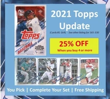2021 Topps Update Baseball Cards Pick Your Cards & Complete Set (#1-164)
