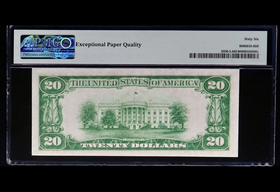 1928 $20 Dollar Federal Reserve Note San Francisco PMG 66 EPQ Serial# L05803241A - Image 2 of 2