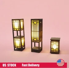 3pcs 1:12 Scale Dollhouse Miniatures Furniture Vintage Japanese Lamp Unfinished