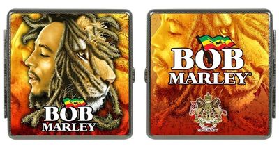 Bob Marley Cigarette Case Regular S Short Leather Metal/Credit Card&Money  Holder