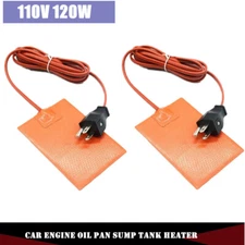 2x 120W Car Engine Oil Pan Sump Tank Heater Plate US Plug Silicone Heating Pad