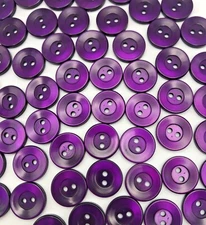 Vtg Opaque Dark Purple 2-Hole Shirt Button 15mm Lot of 8 & 80 D817
