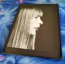 ☆ 1970s Joni Mitchell Vintage ☆ Ladies Of Canyon Blue ☆ B&W Framed Wall Decor ☆
