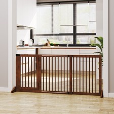 Adjustable Wooden Pet Gate for Doorway, Hall w/ Safety Barrier