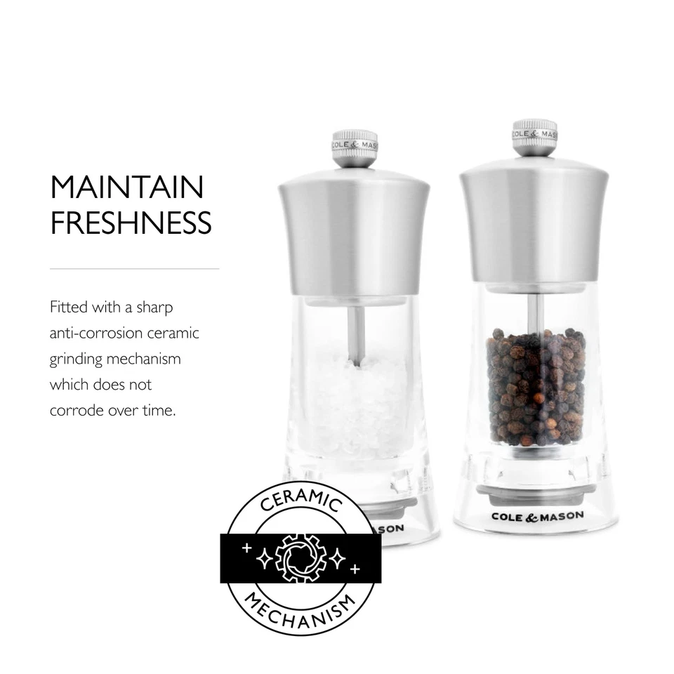 Bromley Salt & Pepper Mill Gift Set, 6" - Salt & Pepper Grinders with Ultra-S... - Image 4 of 4