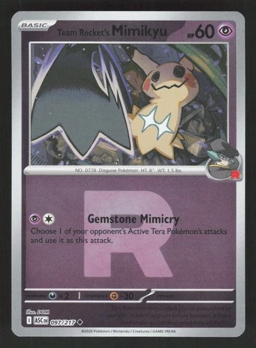 Team Rocket's Mimikyu 097/217 Team Rocket Pokemon Ascended Heroes NM
