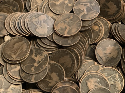 #ad 100 Great Britain One Penny Queen Victoria Coins 1800s amp; 1900s Bulk Lot $199.99
