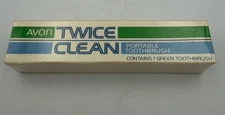 NEW Vintage 1984 Avon Twice Clean Portable Travel Toothbrush Green