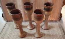 Five Sinclair Ashley Pottery Chalices - Wine Glasses