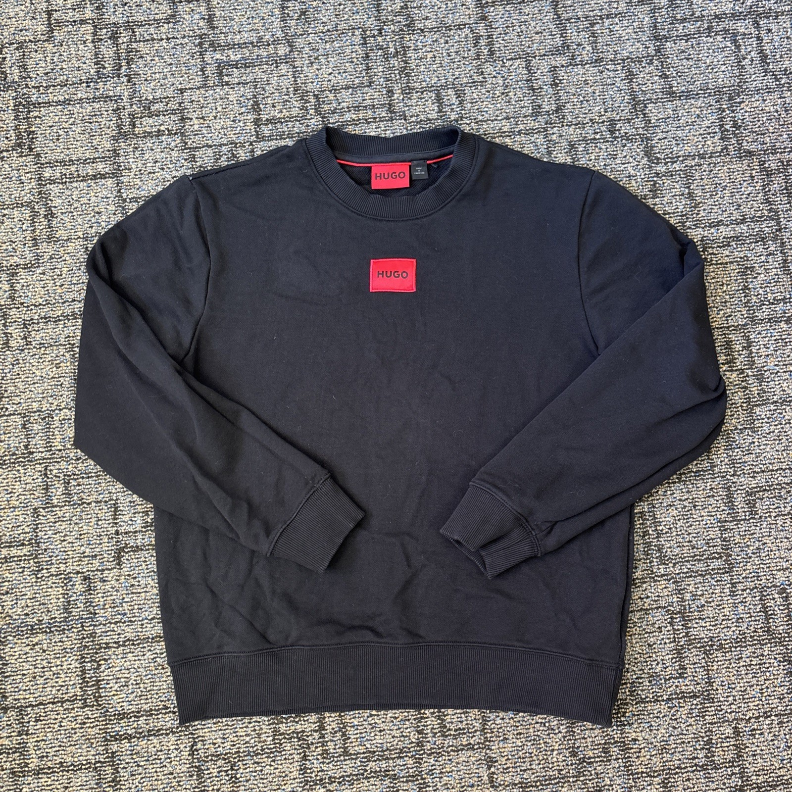 HUGO Dragon Logo Patch Pullover Black Sweatshirt … - image 1