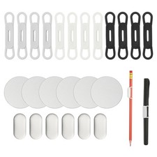 12pcs Magnetic Pen Holder with 6 Sheets, Black/Grey/White for Desk