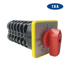 16A Rotary Cam Switch 10 Position 6 Pole Changeover Selector Knob Plate LW5-16/6