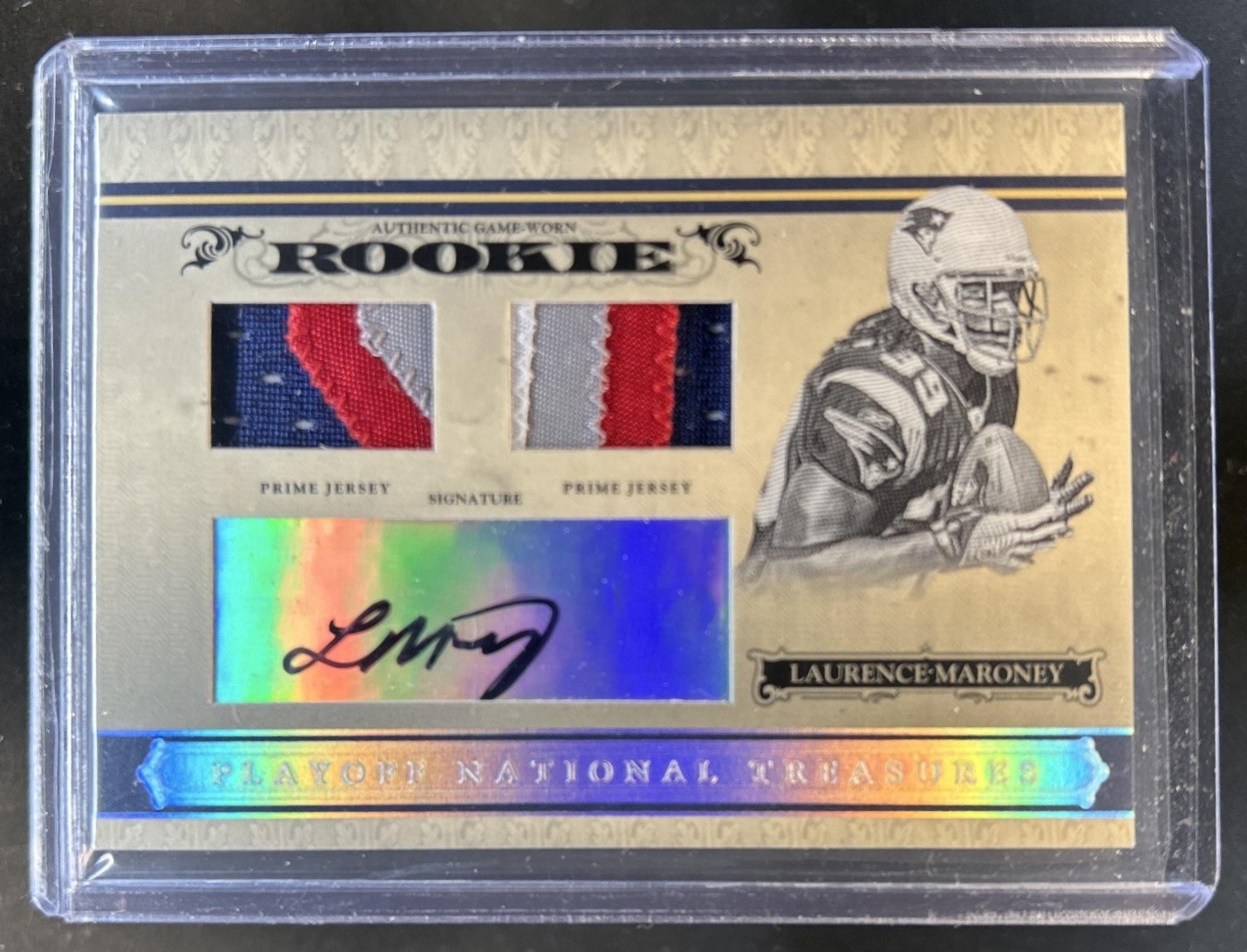 Laurence Maroney Playoff National Treasures #108 Material Signature