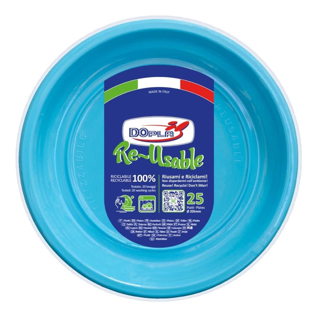 Soup Plates Reusable Turquoise ø 20,5 CM 25pz Plastic - Dopla - Party Buffet