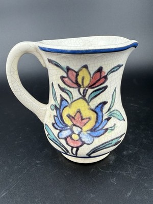 Pottery Barn Iznik Crackleware Floral Turkish Creamer Pitcher Vase Decor