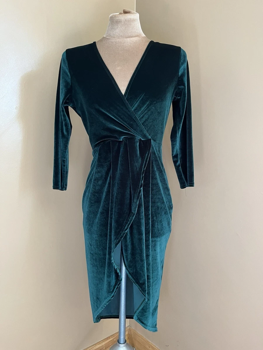 h and m green pleated dress Adele Bottle Green Velvet Ruched Strappy Fishtail Maxi Dress – Club L  London main image 1
