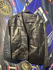 GAP Women s Black Leather Lined Button Jacket...
