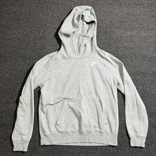 Nike Hoodie Women Small Funnel-Neck Gray Essential Fleece Pullover EUC