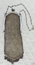 Vintage Sterling Silver Mesh Evening Purse with RARE Blue Stones on Clasps