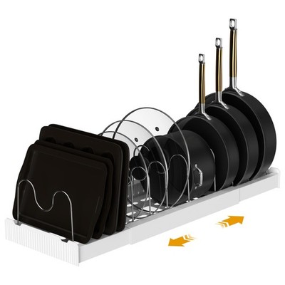 2 Pack Pots and Pans Organizer Racks Under Cabinet, Expandable Food Storage C...