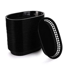 Cedilis 40 Pack Fast Food Baskets, 10.5 x 7 Inch Black Plastic Baskets, Food ...