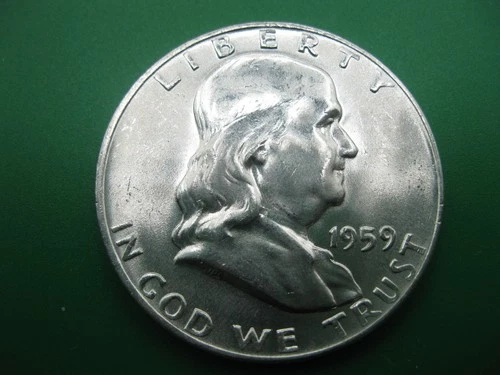 1959 D Franklin Silver Half Dollar Gem++ BU FBL! #4102602