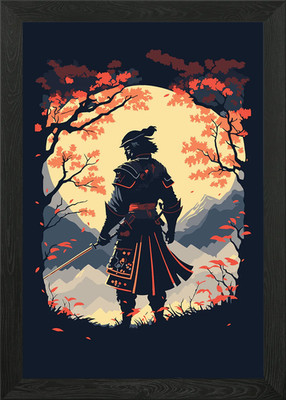 Samurai Kirschblüte Gerahmtes Wandbild Poster Leinwanddruck Bild