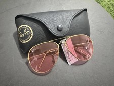 Ray-Ban Aviator Pink Lenses, Gold Frame Sunglasses RB3025 001/15
