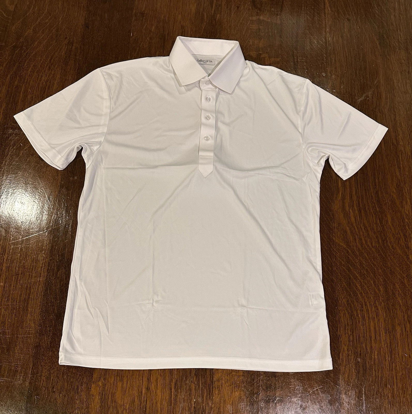 Collars and Co Polo Shirt Men’s Large Solid White Dress Semi-Spread Collar New