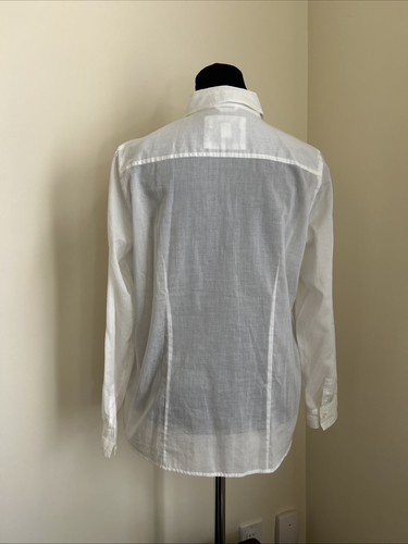 Banana Republic weiß durchsichtig sexy Batist Rüschen L/S durchsichtig Shirt LP neu ohne Etikett - Bild 3 von 7