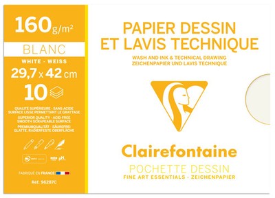 Clairefontaine 10x Lavis, Technisches Zeichenpapier A3, Pkg 10 Bogen 160g 96287C