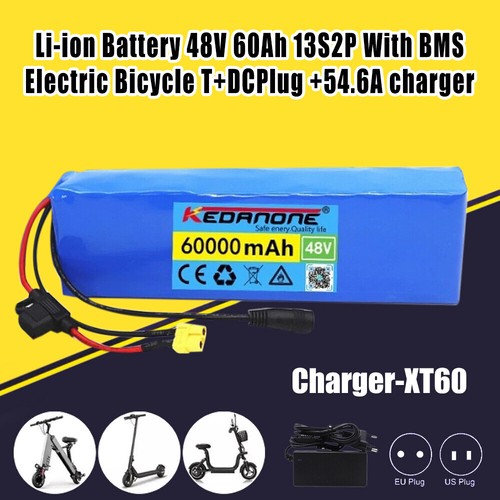 Batería Li-ion 48V 60Ah 13S2P con bicicleta eléctrica BMS T+DCPlug + cargador 54.6A - Imagen 14 de 20