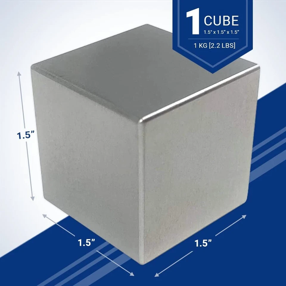 Cubo de tungsteno único borde redondeado - 1,5 pulgadas, pieza de diseñador de un kilogramo Foto 4 de 4