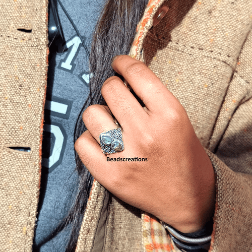 Fire Labradorite Beaded Jewelry February Birthstone Ring Gift for Her - Picture 1 of 10