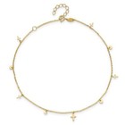 14K Solid Yellow Gold Crosses Anklet Bracelet