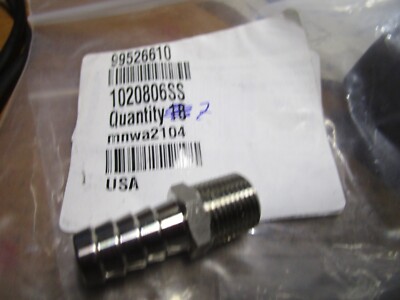 Male NPTF x Hose Barb Stainless Steel 3/8'' Thread 1/2'' Hose ID 11/16'' Hex