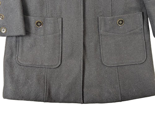 Gap Kids Girl size XXL 14 16 Black Wool Long Coat Lined Academia Classic Button - Picture 4 of 10