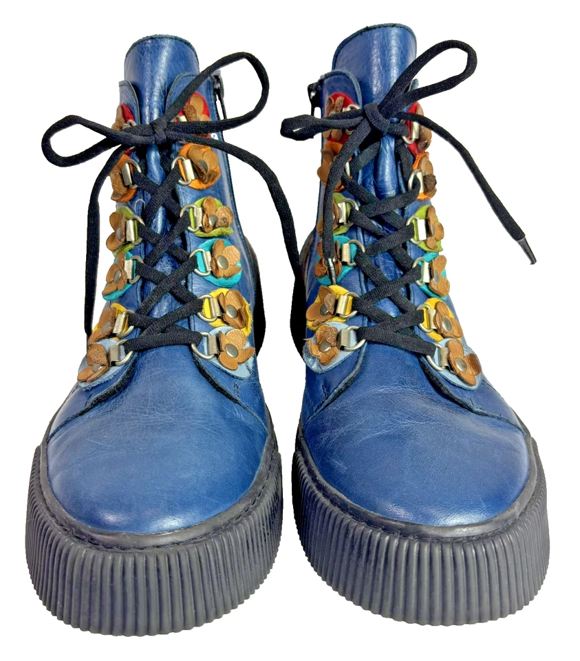 Spring Step Blue Leather Ankle Boot US Size 10 - Image 2 of 4