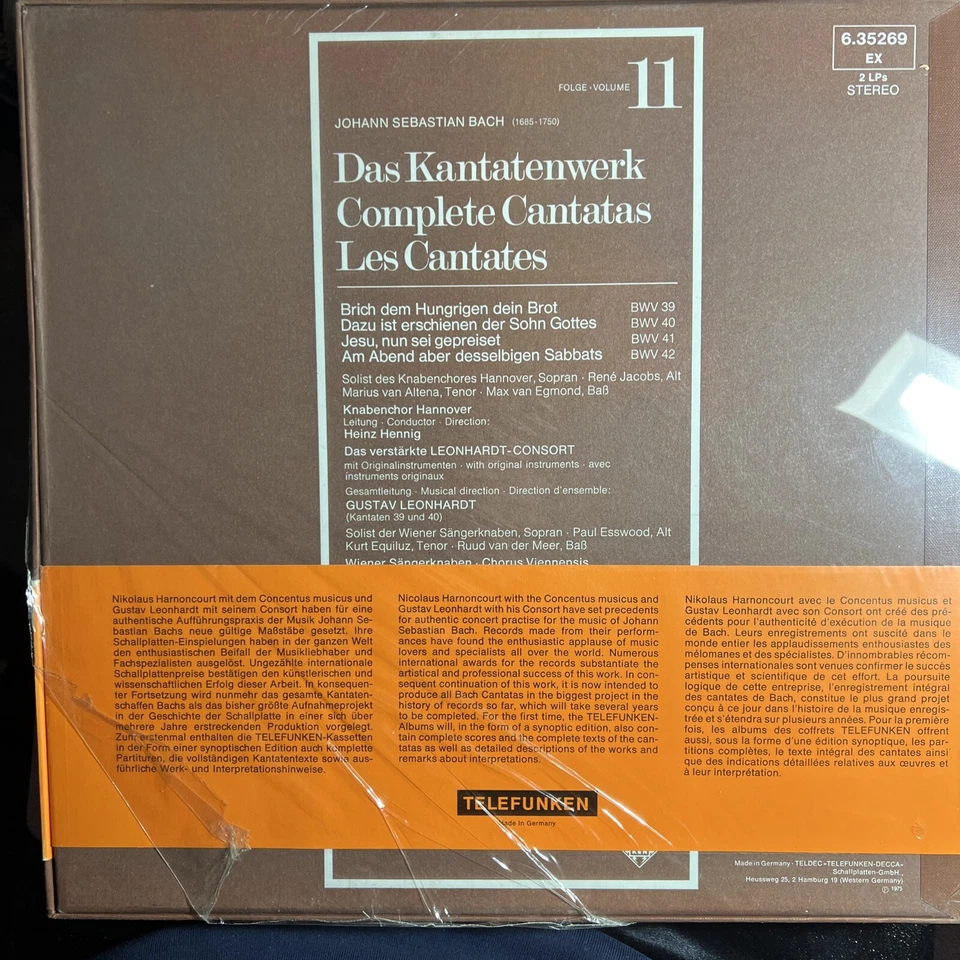 Bach - Complete Cantatas Vol. 11  IMPORT • 2 Audiophile Classical Vinyl Records - Image 2 of 3