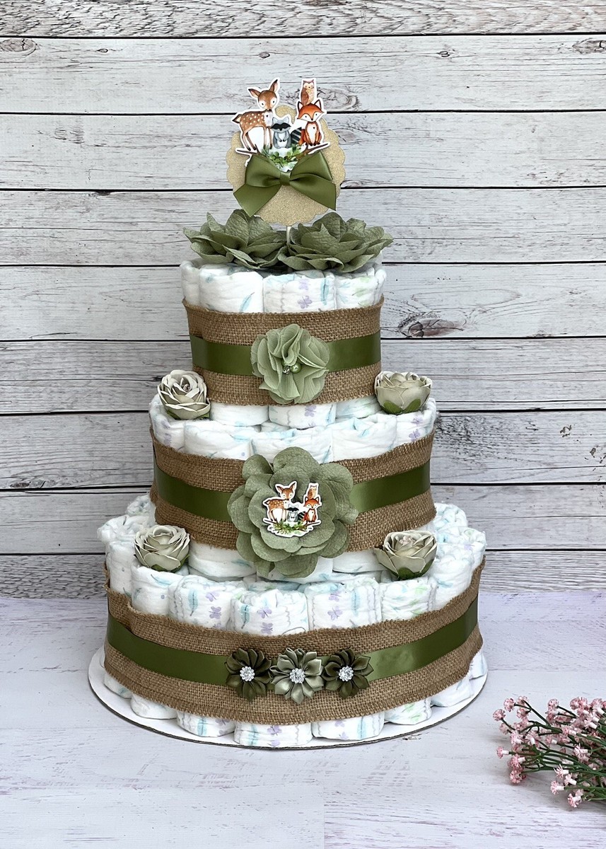 Tier Woodland Diaper Cake Baby Shower Boy