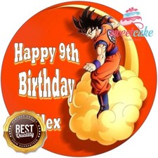 Dragon Ball Z Cake Topper | Personalised Round Edible Icing Sheet or Wafer Card