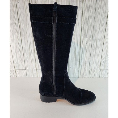 Cole Haan Putnam Tall Riding Boots Black Suede Leather Waterproof Size 10 - Picture 4 of 7